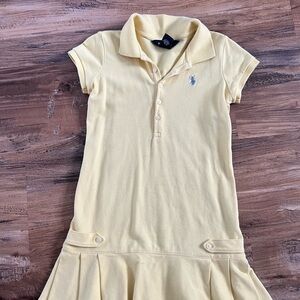 Ralph Lauren Pale Yellow Girls' Polo Dress with Embroidered Pony
